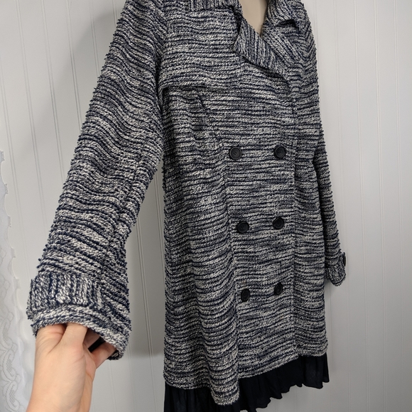 Mystree Navy Marled Double Breast Sweater Coat ML - Picture 6 of 16